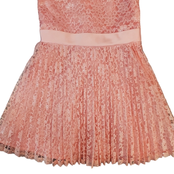 Wonder Nation Party Dress Girls Size 5 Pink Sleeveless Pleated Lace Dress - Picture 3 of 12
